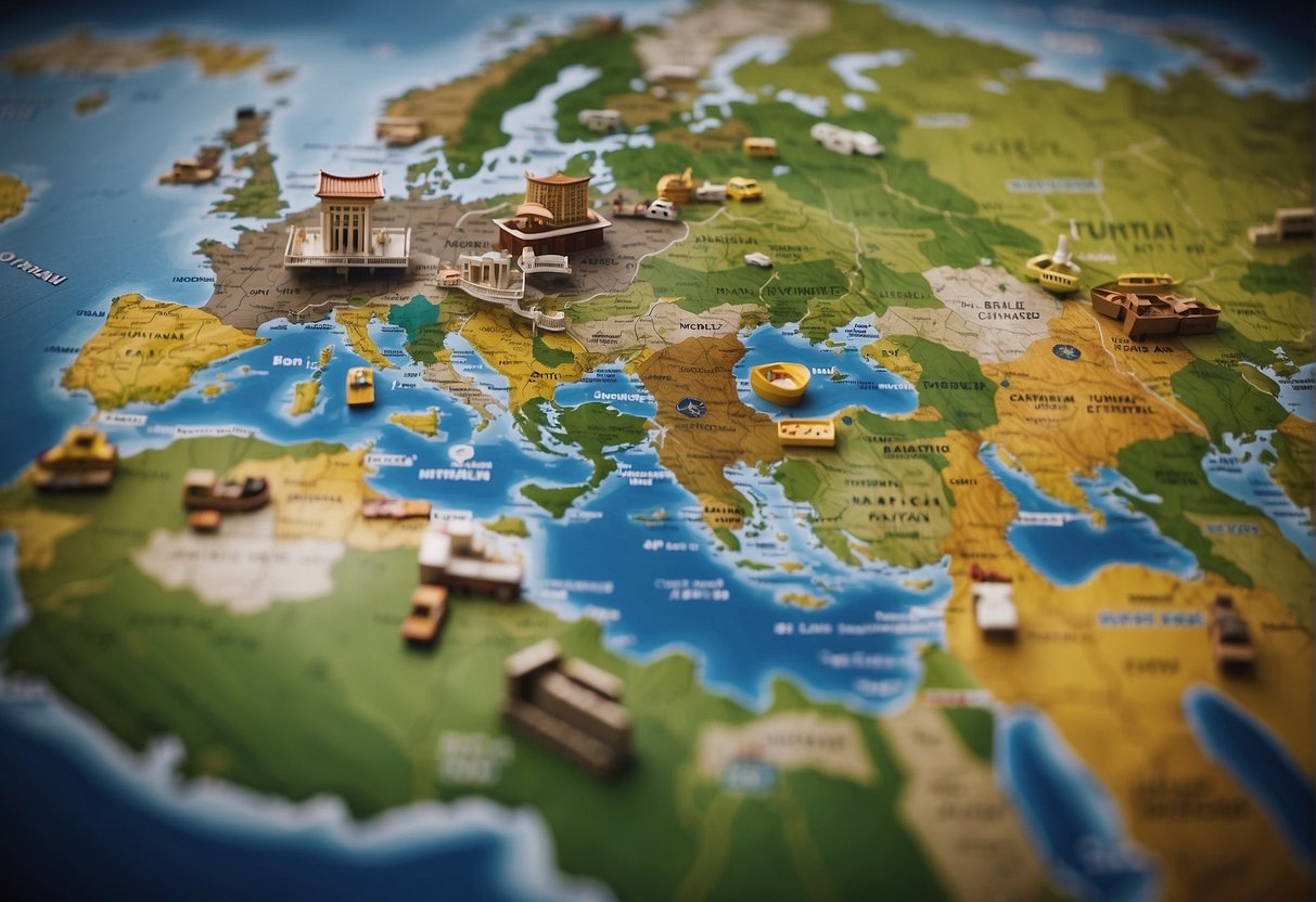A map showing diverse regions with unique resources and cultures, symbolizing the benefits of elite superiority extension